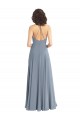 Cowl Neck Long Soft Chiffon Dusty Blue Sleeveless Bridesmaid Dress Darwin
