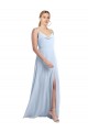 Cowl Neck Long Chiffon Light Sky Blue Sleeveless Bridesmaid Dress / Evening Gowns Darwin