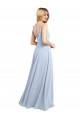 Cowl Neck Long Chiffon Light Sky Blue Sleeveless Bridesmaid Dress / Evening Gowns Darwin
