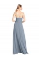 V-Neck Long Soft Chiffon Dusty Blue Sleeveless Bridesmaid Gowns Darwin