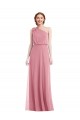 One Shoulder Long Soft Chiffon Skin Pink Sleeveless Semi Formal Evening Dress / Bridesmaid Dress Darwin