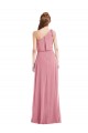 One Shoulder Long Soft Chiffon Skin Pink Sleeveless Semi Formal Evening Dress / Bridesmaid Dress Darwin