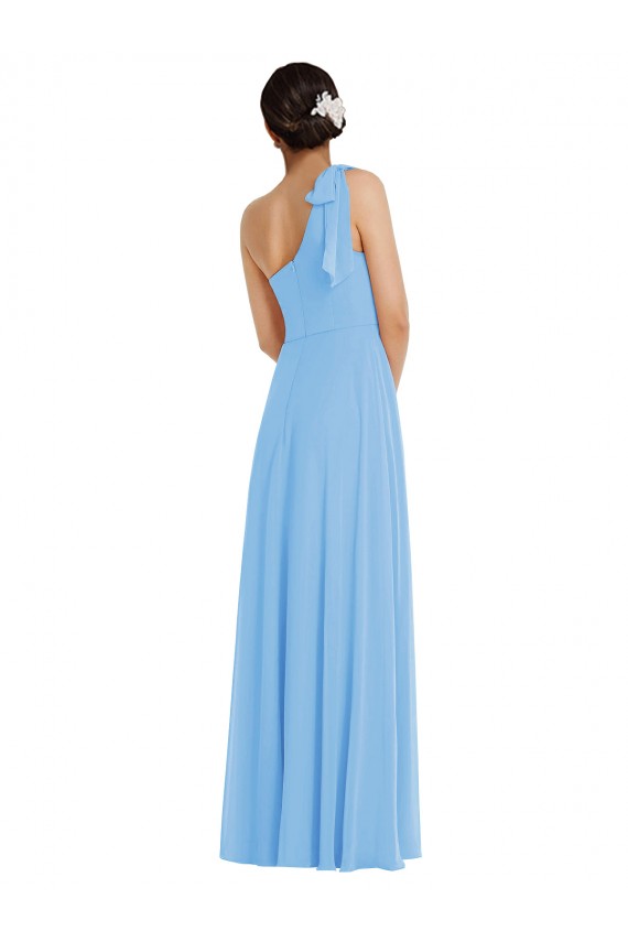 One Shoulder Long Soft Chiffon Periwinkle Sleeveless Semi Formal Evening Dress / Bridesmaid Dress Darwin