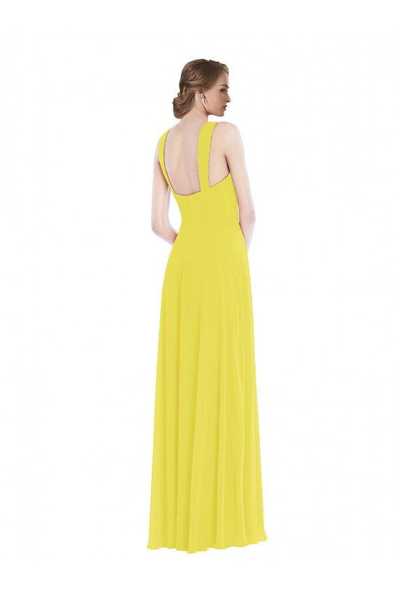 Sweetheart Long Soft Chiffon Yellow Sleeveless Semi Formal Evening Dress / Bridesmaid Dress Darwin