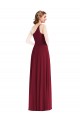 One Shoulder Long Soft Chiffon Burgundy Sleeveless Semi Formal Evening Dress / Bridesmaid Dress Darwin