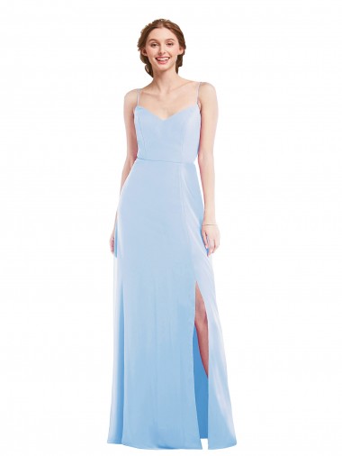 V-Neck Long Soft Chiffon Light Sky Blue Sleeveless Formal Evening Gown / Bridesmaid Dress Darwin