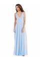 V-Neck Long Soft Chiffon Light Sky Blue Sleeveless Semi Formal Evening Dress / Bridesmaid Dress Darwin