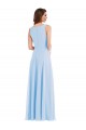 V-Neck Long Soft Chiffon Light Sky Blue Sleeveless Semi Formal Evening Dress / Bridesmaid Dress Darwin