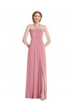 Halter Neck Long Soft Chiffon Skin Pink Sleeveless Semi Formal Evening Dress / Bridesmaid Dress Darwin