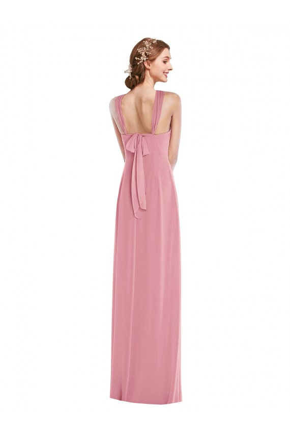 Halter Neck Long Soft Chiffon Skin Pink Sleeveless Semi Formal Evening Dress / Bridesmaid Dress Darwin
