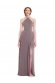 Halter Neck Long Soft Chiffon Dusty Rose Sleeveless Formal Evening Gown / Bridesmaid Dress Darwin