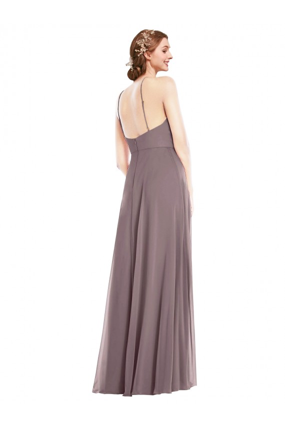 Halter Neck Long Soft Chiffon Dusty Rose Sleeveless Formal Evening Gown / Bridesmaid Dress Darwin