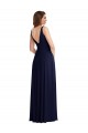 V-Neck Long Soft Chiffon Dark Navy Sleeveless Black Tie Evening Gown / Bridesmaid Dress Darwin
