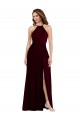 Halter Neck Long Soft Chiffon Burgundy Gold Sleeveless Semi Formal Evening Dress / Bridesmaid Dress Darwin
