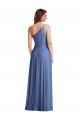 One Shoulder Long Soft Chiffon Windsor Blue Sleeveless Formal Evening Gown / Bridesmaid Dress Darwin