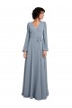 V-Neck Long Soft Chiffon Dusty Blue Long Sleeves Bridesmaid Dress / Formal Dress Darwin