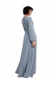 V-Neck Long Soft Chiffon Dusty Blue Long Sleeves Bridesmaid Dress / Formal Dress Darwin