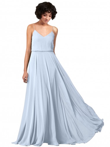V-Neck Long Soft Chiffon Light Sky Blue Sleeveless Formal Dress / Bridesmaid Dress Darwin