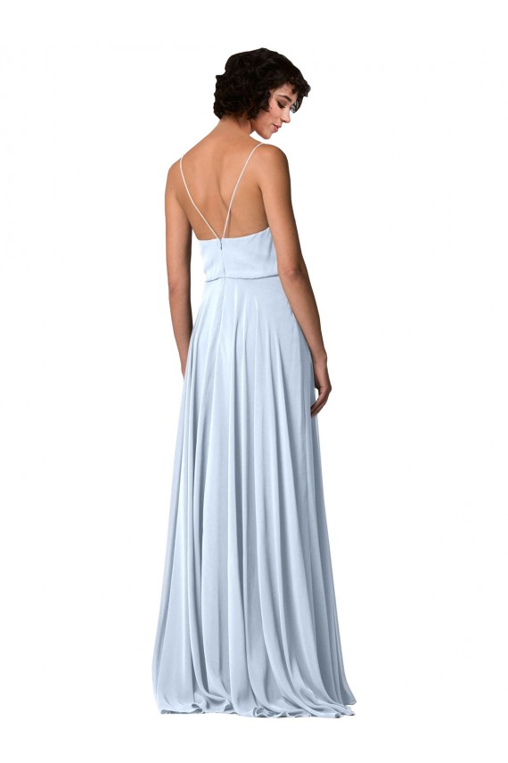 V-Neck Long Soft Chiffon Light Sky Blue Sleeveless Formal Dress / Bridesmaid Dress Darwin