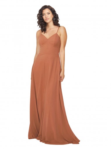 V-Neck Long Soft Chiffon Rosewood Sleeveless Bridesmaid Dress Darwin