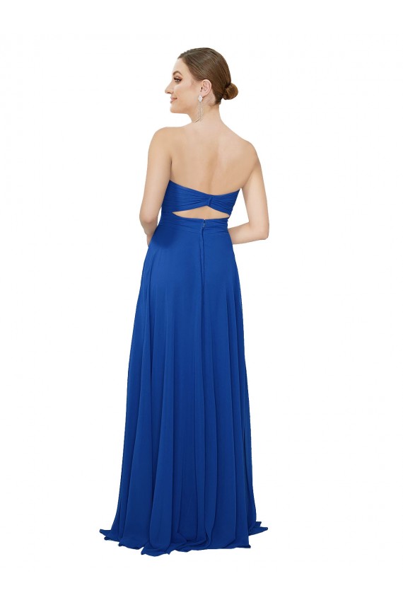 Strapless Long Chiffon Royal Blue Sleeveless Bridesmaid Dress / Evening Dress Darwin