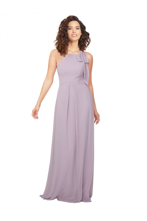 Halter Neck Long Chiffon Pink Glow Sleeveless Bridesmaid Dress / Evening Dress Darwin