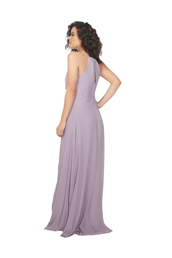 Halter Neck Long Chiffon Pink Glow Sleeveless Bridesmaid Dress / Evening Dress Darwin
