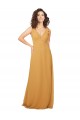 V-Neck Long Soft Chiffon Saffron Sleeveless Bridesmaid Dress Darwin