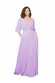 V-Neck Long Lxue Chiffon Lilac Half Sleeves Bridesmaid Dress Darwin
