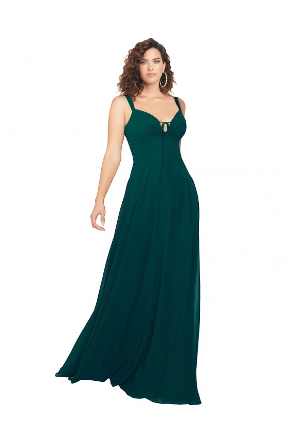 Sweetheart Long Soft Chiffon Hunter Sleeveless Bridesmaid Dress Darwin