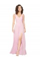 V-Neck Long Soft Chiffon Barely Pink Sleeveless Bridesmaid Dress Darwin