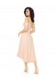Square Neck Midi Length Soft Chiffon Ice Pink Cold Shoulder High Low Bridesmaid Dress Darwin