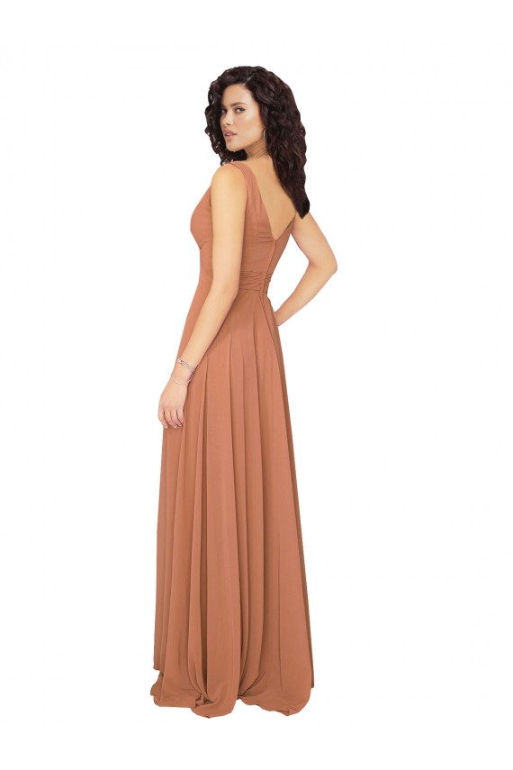 V-Neck Long Chiffon Sage Sleeveless Bridesmaid Dress / Evening Dress Darwin