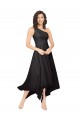 Strapless Midi Length Soft Chiffon Black Sleeveless High Low Bridesmaid Dress Darwin