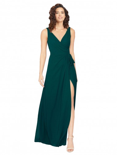 V-Neck Long Chiffon Hunter Sleeveless Evening Gowns / Bridesmaid Dresses Darwin