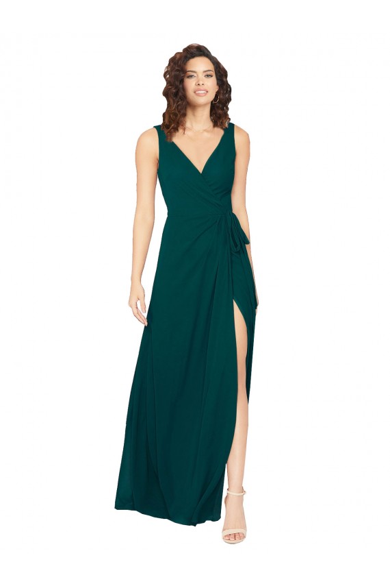 V-Neck Long Chiffon Hunter Sleeveless Evening Gowns / Bridesmaid Dresses Darwin