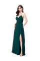 V-Neck Long Chiffon Hunter Green Sleeveless Wedding Party Dress Darwin