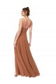 Cowl Neck Long Soft Chiffon Rosewood Sleeveless Bridesmaid Dress Darwin