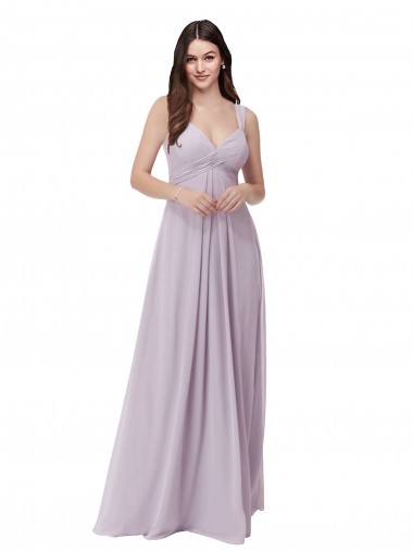 V-Neck Long Soft Chiffon Pink Glow Sleeveless Bridesmaid Dress Darwin