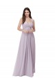 V-Neck Long Soft Chiffon Pink Glow Sleeveless Bridesmaid Dress Darwin
