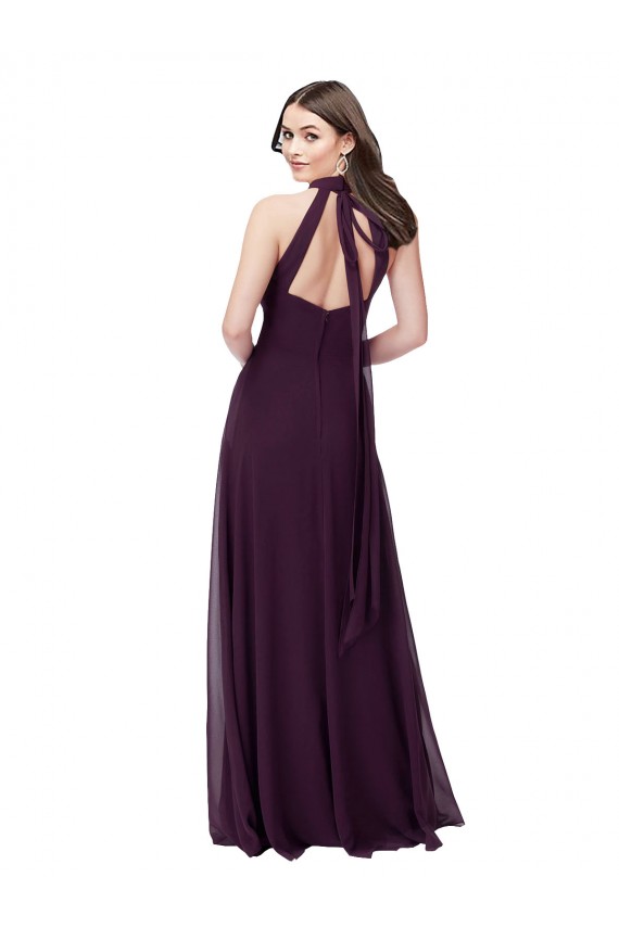 High Neck Long Soft Chiffon Grape Sleeveless Bridesmaid Dress Darwin