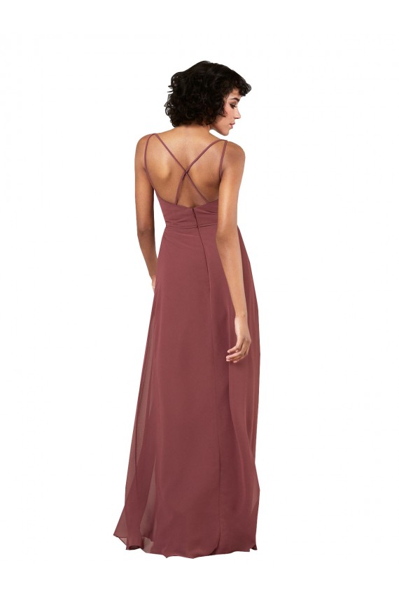 V-Neck Long Soft Chiffon Black Sleeveless Formal Evening Gown / Bridesmaid Dress Darwin