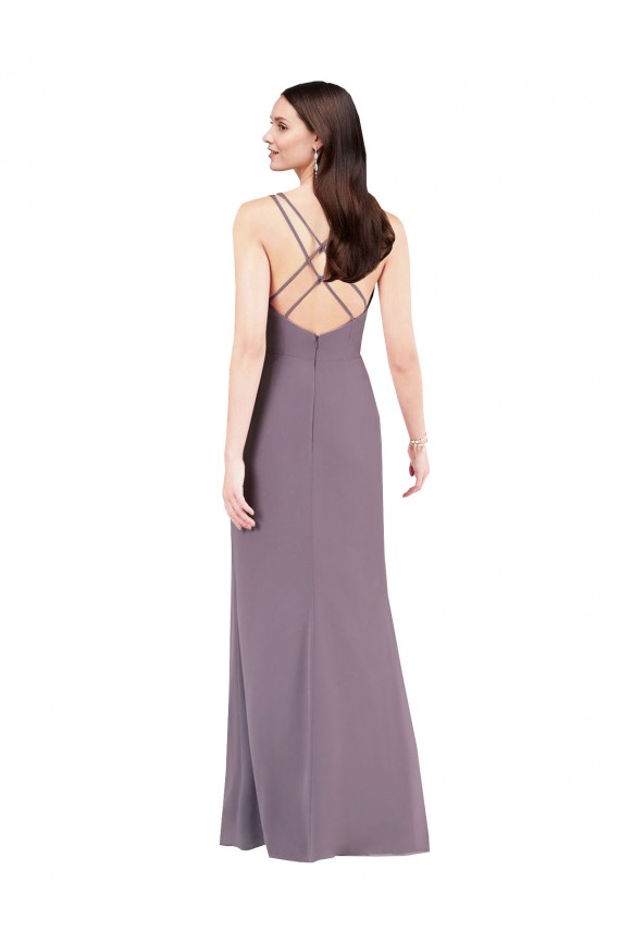 Sweetheart Long Soft Chiffon Dark Lavender Sleeveless Formal Evening Gown / Bridesmaid Dress Darwin