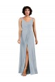 V-Neck Long Soft Chiffon Sea Glass Column Sleeveless Bridesmaid Dress Darwin