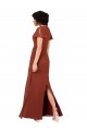 V-Neck Long Soft Chiffon Sea Glass Cap Sleeves Bridesmaid Dress / Formal Dress Darwin