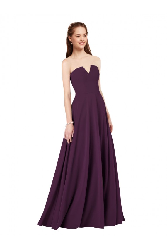 Strapless Long Soft Chiffon Grape Sleeveless Formal Dress / Bridesmaid Dress Darwin