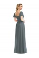 Square Neck Long Soft Chiffon Slate Grey Puff Sleeves Semi Formal Evening Dress / Bridesmaid Dress Darwin