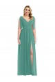 V-Neck Long Soft Chiffon Icelandic Silver Sleeveless Semi Formal Evening Dress / Bridesmaid Dress Darwin