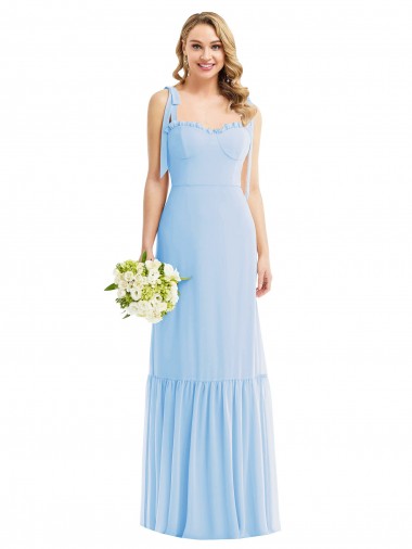 Sweetheart Long Soft Chiffon Light Sky Blue Sleeveless Semi Formal Evening Dress / Bridesmaid Dress Darwin