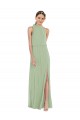 High Neck Long Soft Chiffon Smoke Green Sleeveless Semi Formal Evening Dress / Bridesmaid Dress Darwin